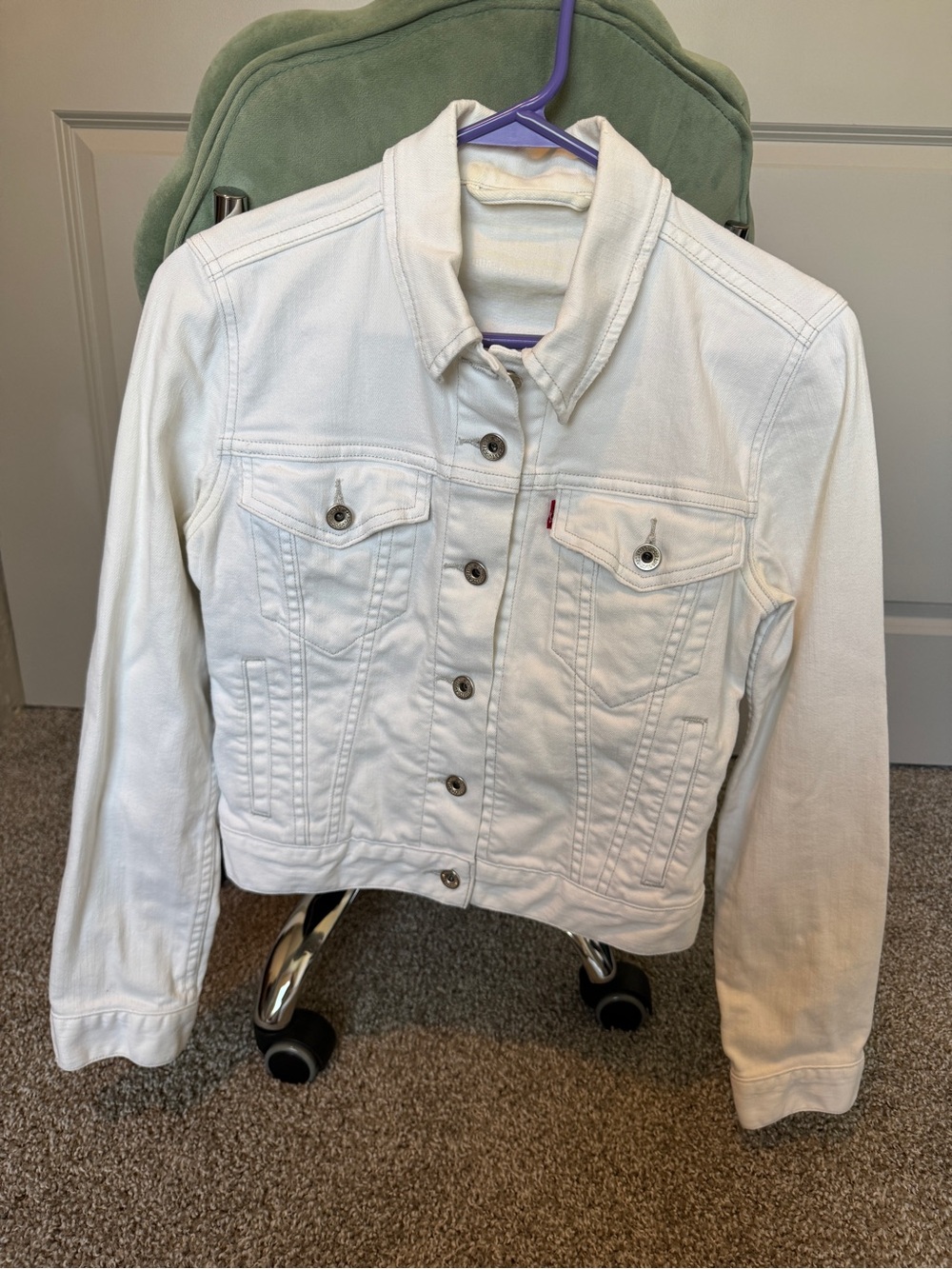 Levi’s Women's White Denim Jacket - Classic Button-Front